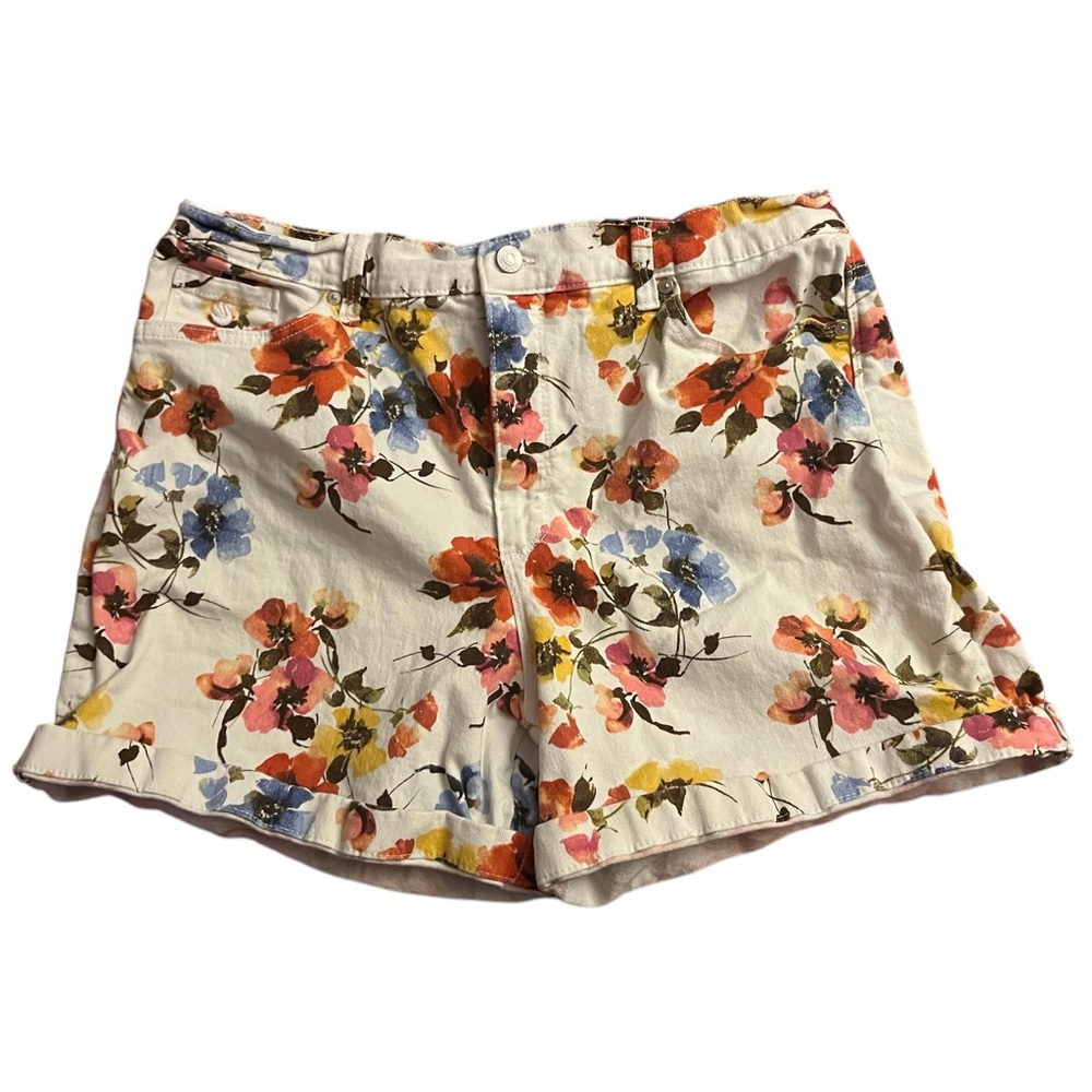 Gloria Vanderbilt Floral Jean Shorts Size 16